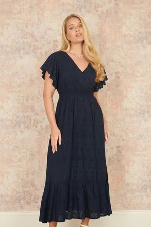 Yumi Cotton Broderie Anglaise Wrap Midi Dress AU 22