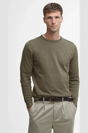 Barbour Green Mens 100% Cotton Pima Crew Neck Jumper S