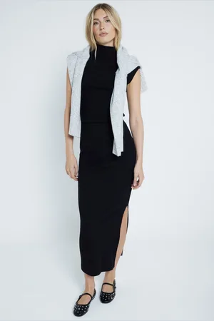 River Island Womens 2 Piece Set Ribbed Roll Neck and Midi Skirt