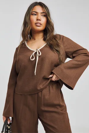 Simply Be Womens Contrast Trim Tie Front Blouse