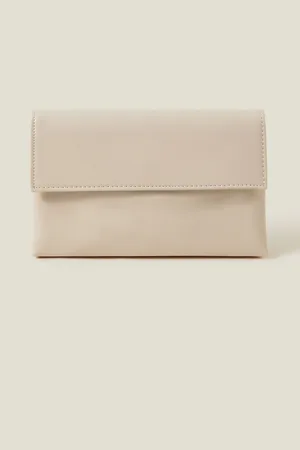 Accessorize Nude Patent Fold-Over Clutch Bag One