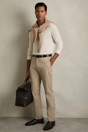 Reiss Mens Stone Pitch Slim Fit Washed Cotton Blend Chinos