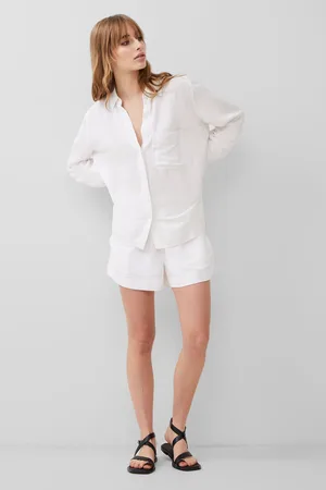 French Connection Womens Birdie Linen Boyfriend Shirt