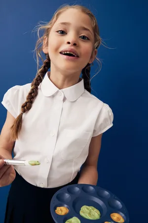 Next Girls Puff Sleeve School Blouse (3-16yrs)