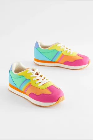 Little Bird Boys Multi Pastel Older Colourful Rainbow Retro Runner Trainers