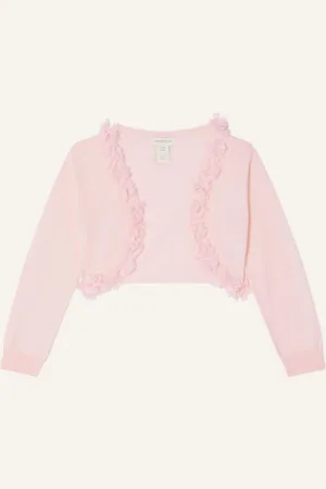 Monsoon Girls Baby 3D 100% Cotton Floral Trim Cardigan