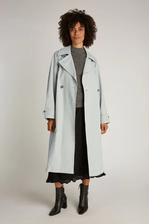 Calvin Klein Grey Cotton Nylon Trench Coat AU 12