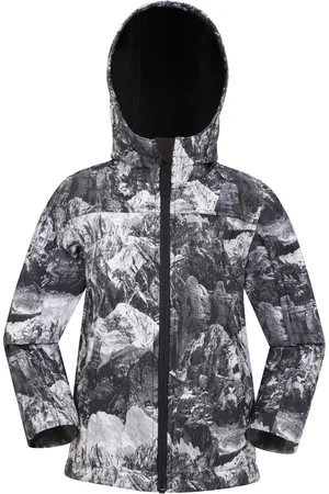 Mountain Warehouse Boys Dark Exodus II Kids Printed Water Resistant Softshell Jacket