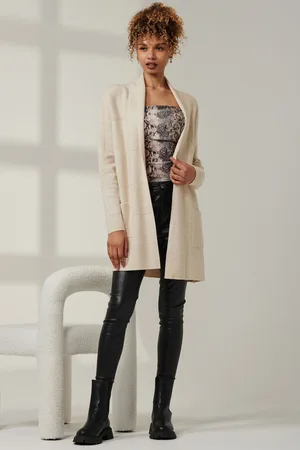 Jolie Moi Womens Chequered Fine Knit Cardigan