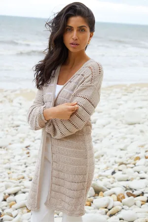 Threadbare Womens Longline Crochet Knit Cardigan