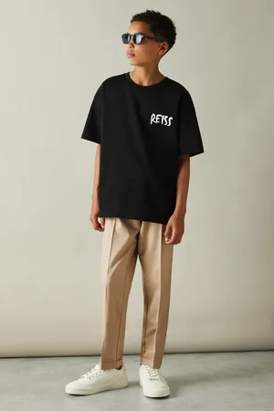 Reiss Boys Soft Camel Brighton 3-9 yrs Relaxed Elasticated Trousers with Turn-Ups