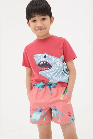 Fat Face Boys FatFace Coral Pattern Swim Shorts