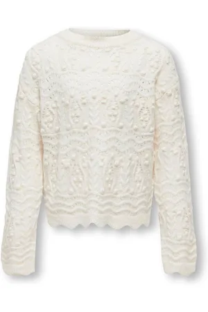 ONLY Girls Pointelle Detail Long Sleeve Jumper