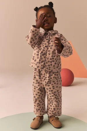 Next Girls Animal Print 100% Cotton Shacket and Trousers Set (3mths-7yrs)