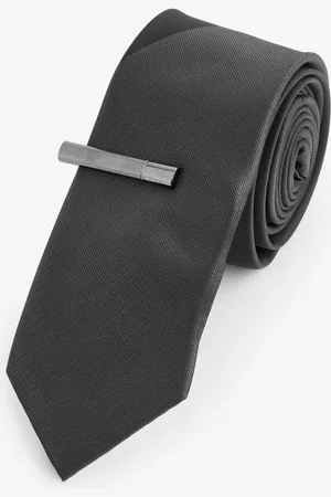 Next Mens Slim Tonal Tie And Tie Clip
