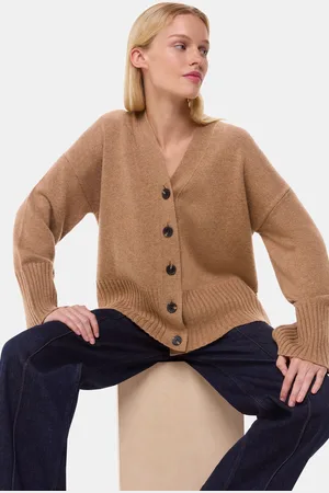 Whistles Womens Cashmere Blend Ribbed Cardigan