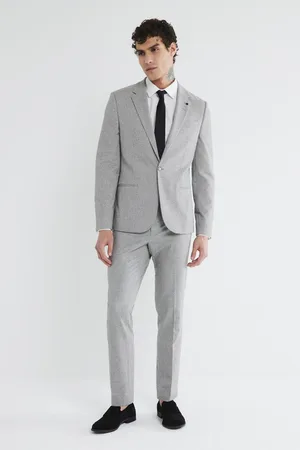 River Island Grey Pupstooth Skinny Suit Trousers 34W x 31L (UK 34 R)