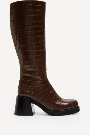 Coach Brown Natasha Embossed Croc Boots AU 8 (EU 39)