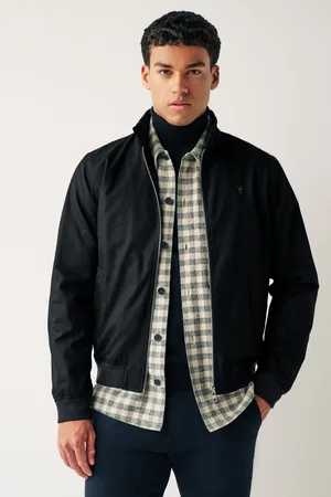 Next Mens Shower Resistant Check Lining Harrington Jacket