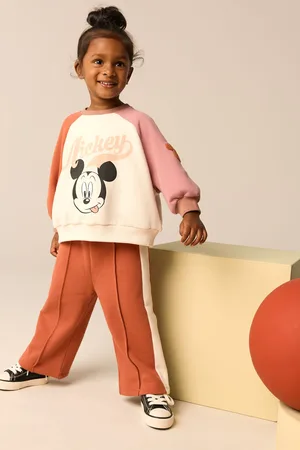 Disney Girls /Cream Mickey Mouse Sweatshirt and Wide Leg Joggers Set (3mths-7yrs)