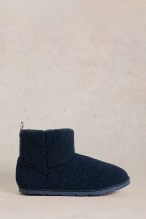 White Stuff Blue Blue Fleece Slipper Boots M