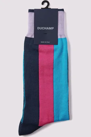 Duchamp Pink Wide Vertical Stripe Socks S-M