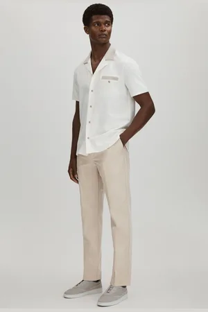 Paige Cotton-Lyocell Straight Leg Trousers 28