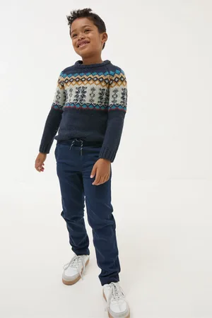 Fat Face Boys FatFace Sam Navy Smart Pull-On Trousers