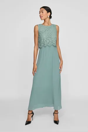 VILA Sleeveless Lace Maxi Occasion Dress AU 10