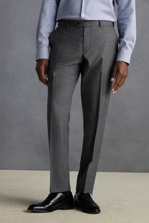 Next Mens Regular Fit Signature 100% Wool Trousers With Motion Flex Waistband