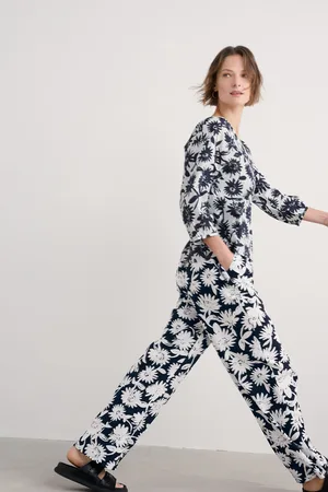 Seasalt Cornwall Blue Streamlet Floral Swing-Shape 100% Cotton Tunic AU 8