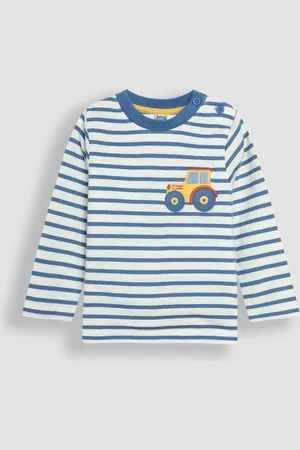 JoJo Maman Bébé Boys Denim Tractor Appliqué Pocket Top