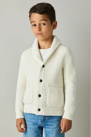 Reiss Boys Off Nimbus 9-13 yrs Ribbed Shawl Cardigan With Merino Wool