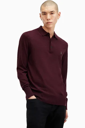 AllSaints AllSaints Mode Merino Long Sleeves Polo Shirt XXL