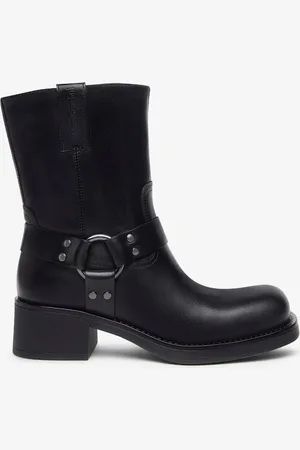 Nero Giardini Black Leather Square Toe Western Ankle Boots AU 6 (EU 37)
