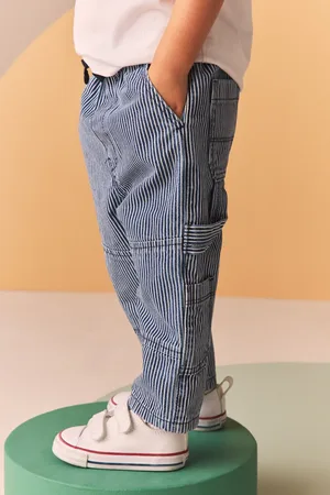 Next Boys /White Ticking Stripe 100% Cotton Carpenter Jeans (3mths-7yrs)