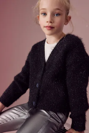 Next Girls Black Sparkle Boxy Cardigan (3-16yrs)