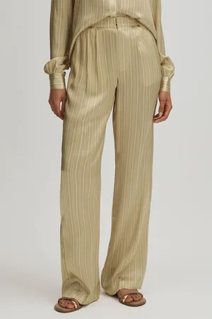Paige Silk Striped Wide Leg Trousers AU 8