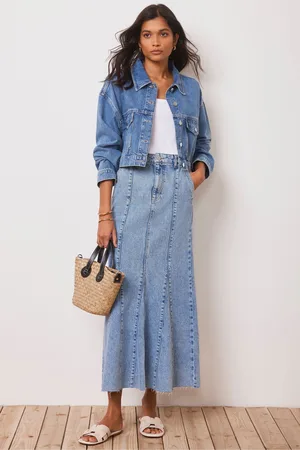 mint&berry Womens Denim Midi Skirt
