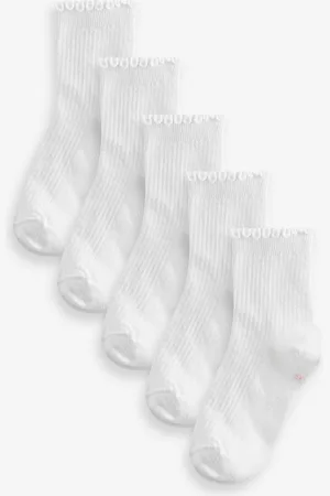 Next Girls Mid Length Cotton Rich Ruffle Ankle Socks 5 Pack