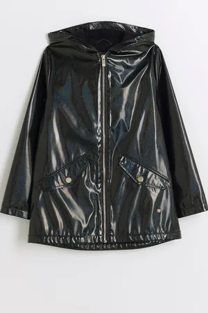 River Island Girls Girls Glitter Hooded Raincoat