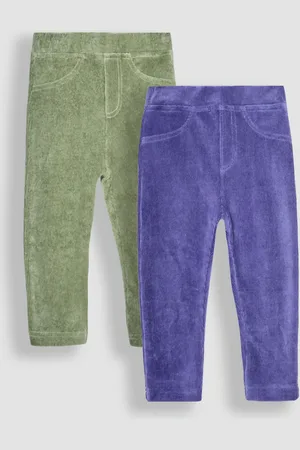 JoJo Maman Bébé Girls Khaki & Navy Blue 2-Pack Jersey Cord Leggings