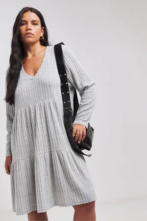 Simply Be Asymmetric Ribbed Smock Dress AU 14