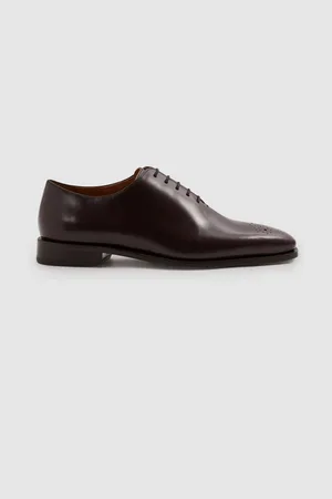 Reiss Mens Oxblood Mead Brogue Leather Brogue Detail Lace-Up Shoes