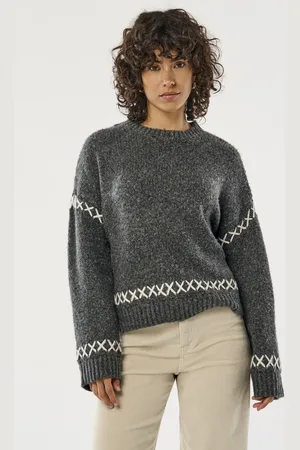 ONLY Womens Contrast Stitch Knitted Pullover Jumper