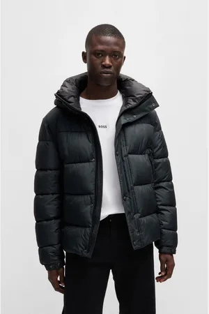 HUGO BOSS Mens Branded Snap Jacket With Water Repellent Finish