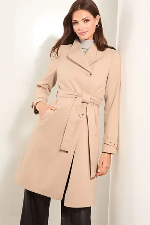Lipsy London Womens Camel Asymmetrical Belted Coat