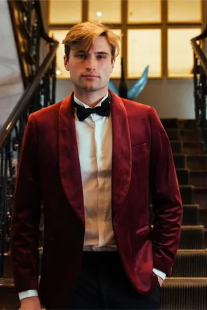 Harry Brown Mens Leo Velvet Tuxedo Dinner Jacket with Shawl Lapel Detail