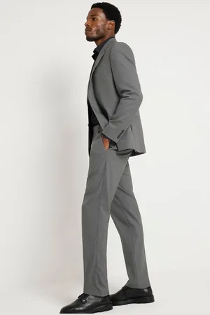 River Island Grey Slim Plain Suit Trousers 36W x 33L (UK 36 L)