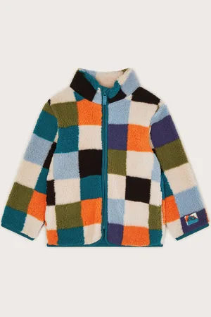 Monsoon Boys Check Print Zip Fleece Jacket